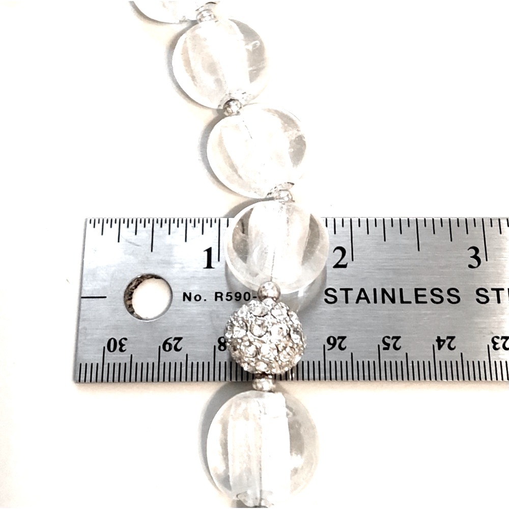 Glass Bead Necklace w/Rhinestone Roller Charm - Picture 6 of 12